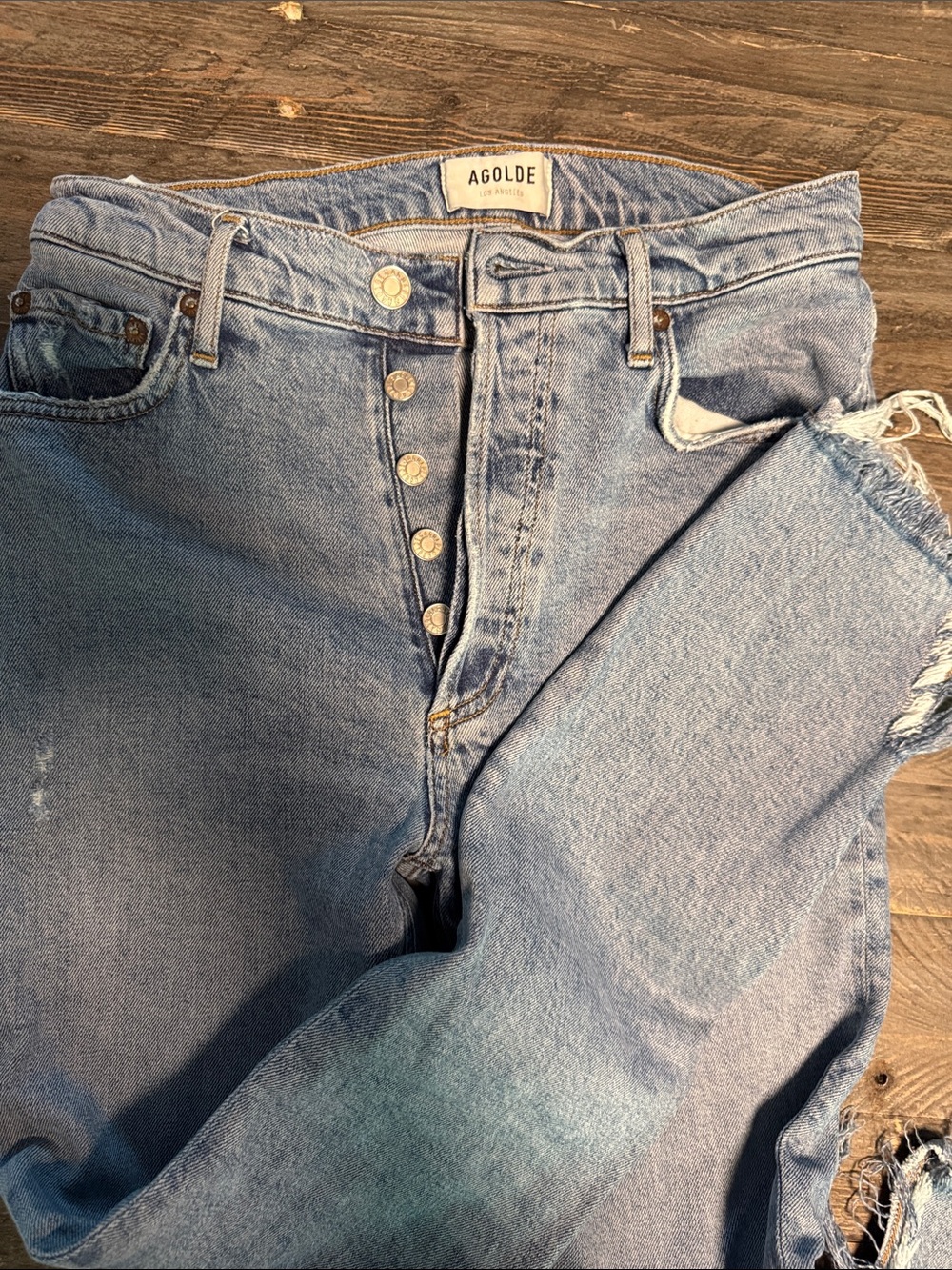 Agolde | Light Blue Frayed Hem Jeans